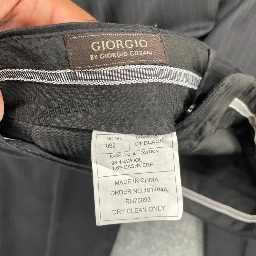 Giorgio by Giorgio Cosani Suit Mens 42L 34W Black Wool Cashmere Blazer Pants
